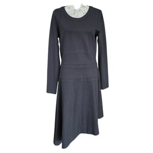 Staci Snider Black Long Sleeve Assymetrical Knit Dress M
